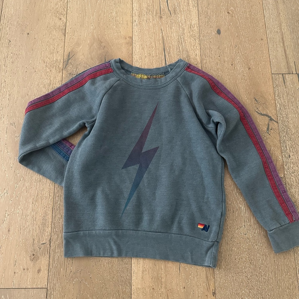 Aviator Nation Gray Sweatshirt with Lightning Bolt